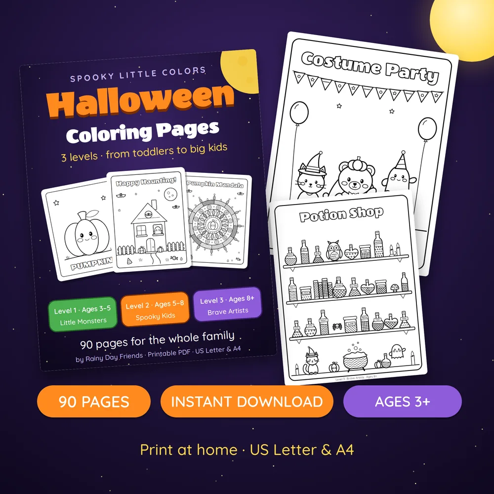 The Halloween coloring bundle with all three levels